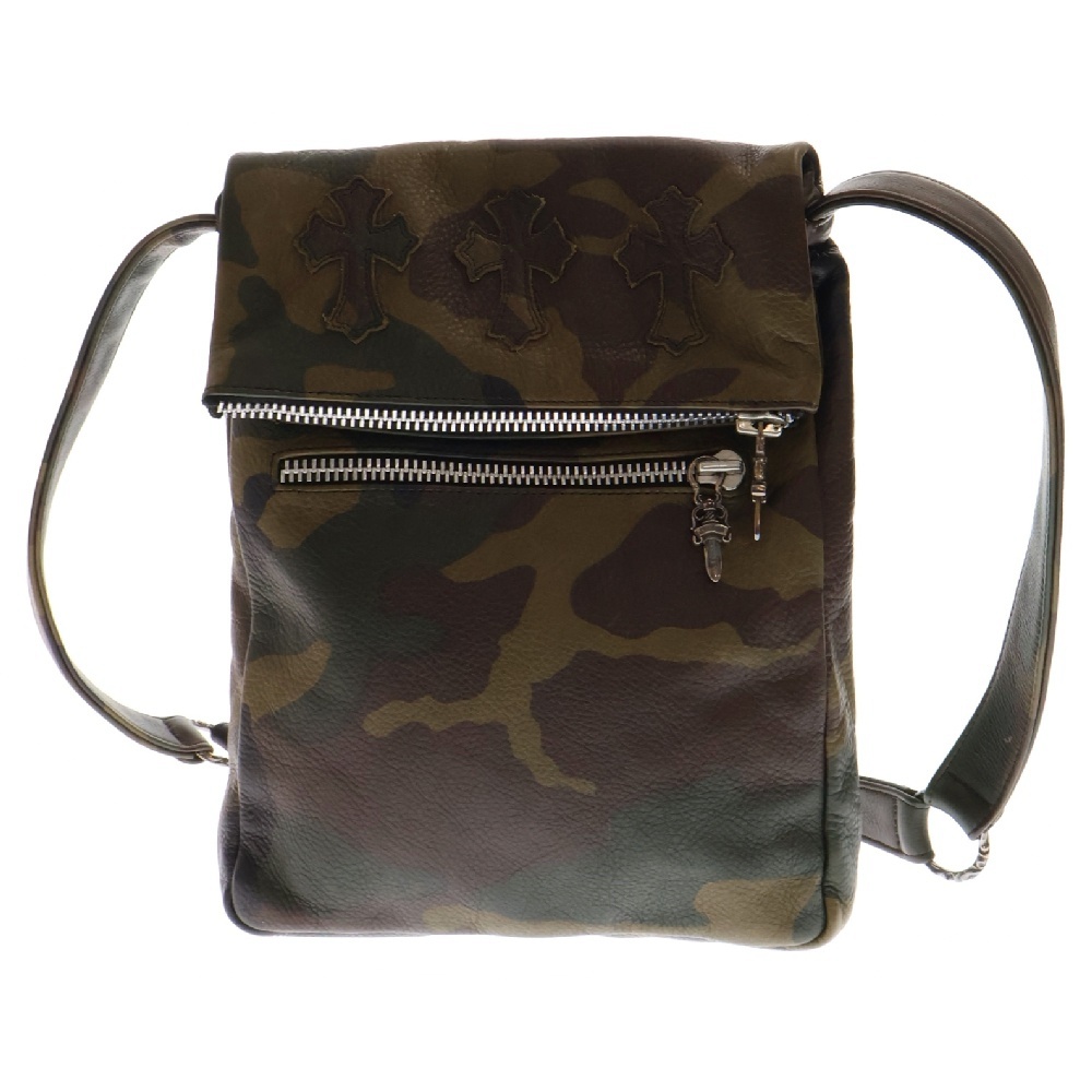 ZIP TOP クロスパッチ ジップトップ ショルダーバッグ カモフラ カーキ Bランク