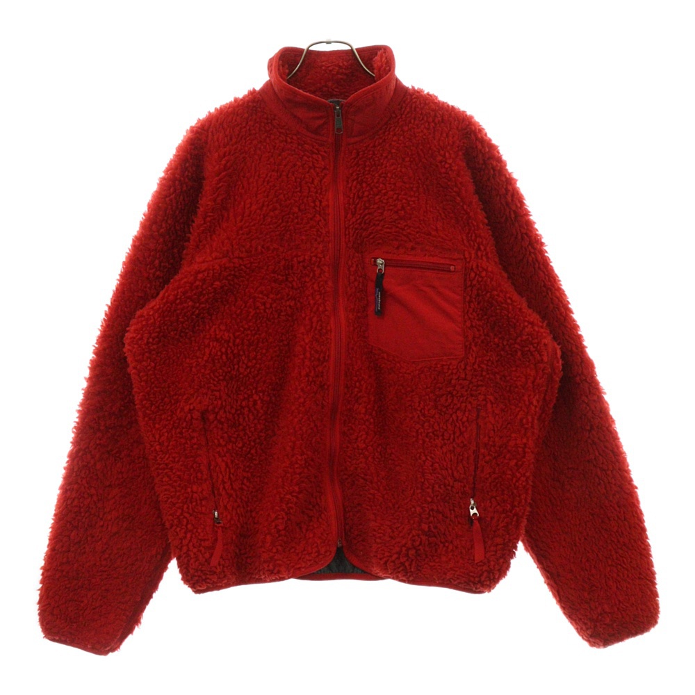 90s CLASSIC RETRO CARDIGAN クラシックレトロ USA製 フリースジャケット レッド 23024 Bランク