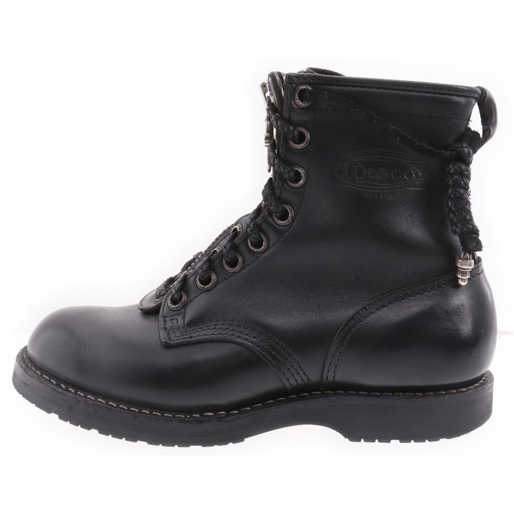 ×WESCO FIREMAN ×ウエスコ ファイヤーマン センターダガージップレースアップレザーブーツ ブラック/シルバー Bランク