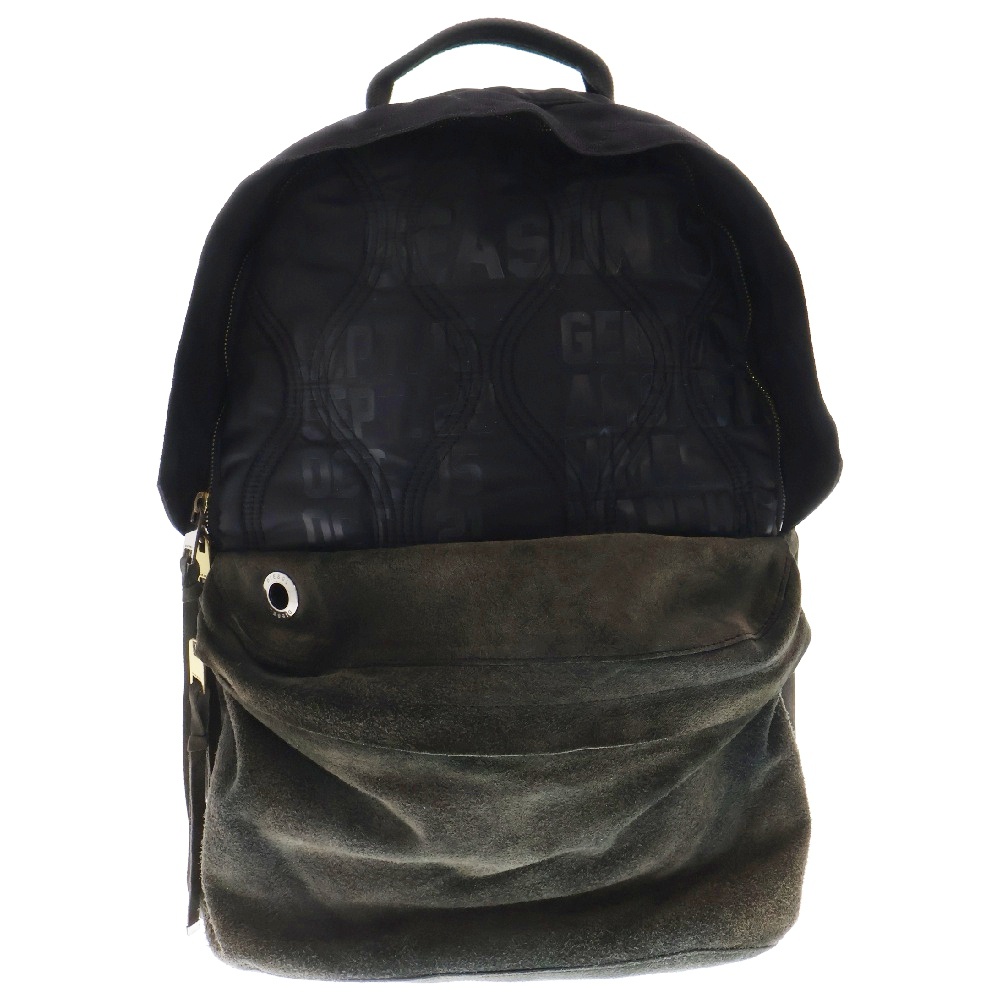 スエードレザー切替キャンバスバックパック ブラック Bランク