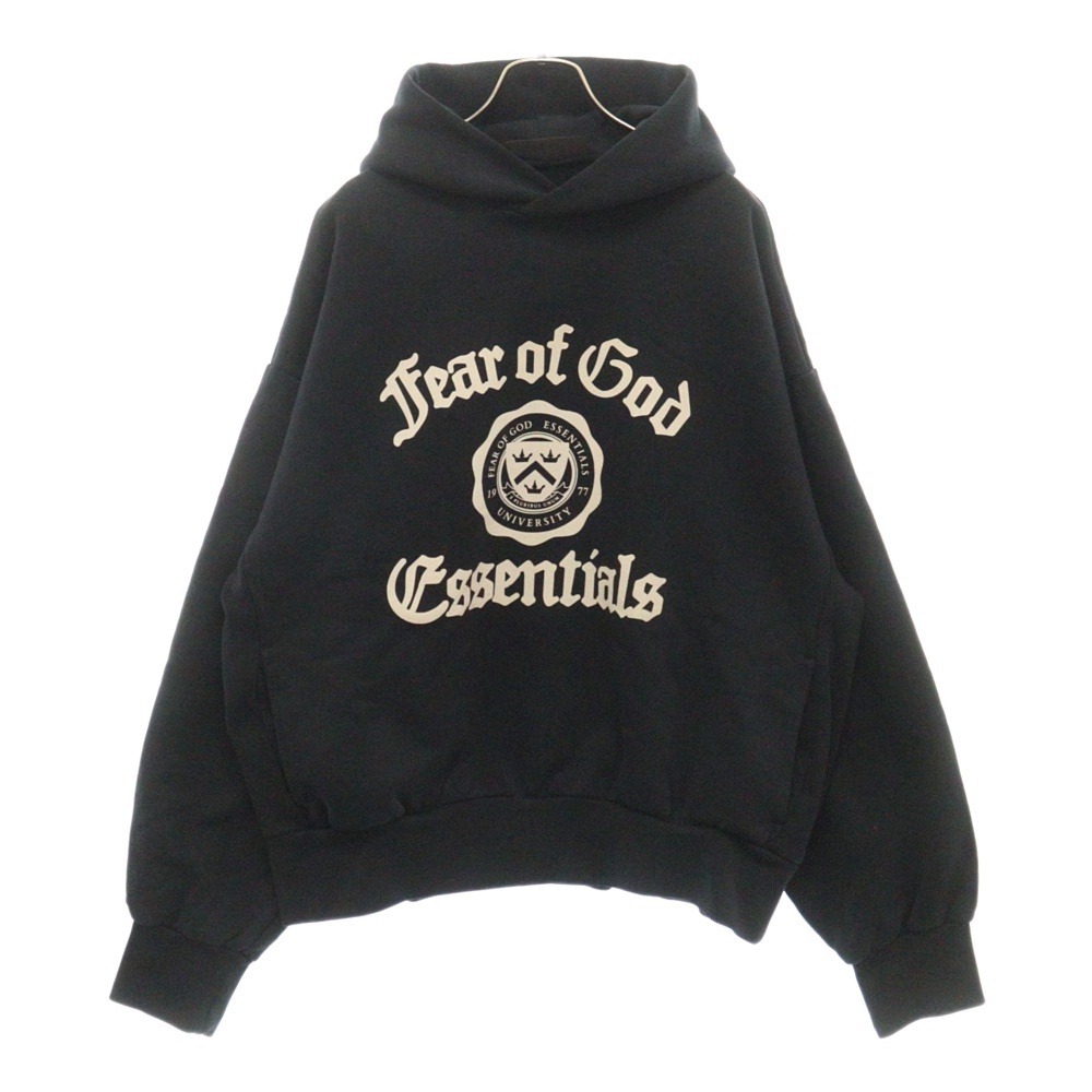 24AW HEAVY FLEECE VINTAGE SHRUNKEN HOODIE フロントプリントプルオーバーパーカー ブラック Bランク