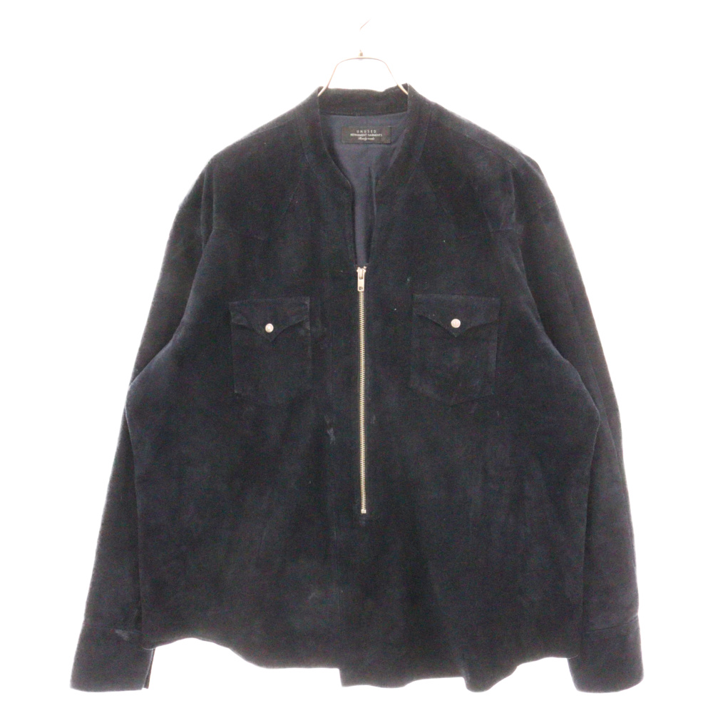 15AW Suede Pullover Western Shirts US1048 ハーフジップスエードレザープルオーバーウエスタンシャツ ネイビー Bランク