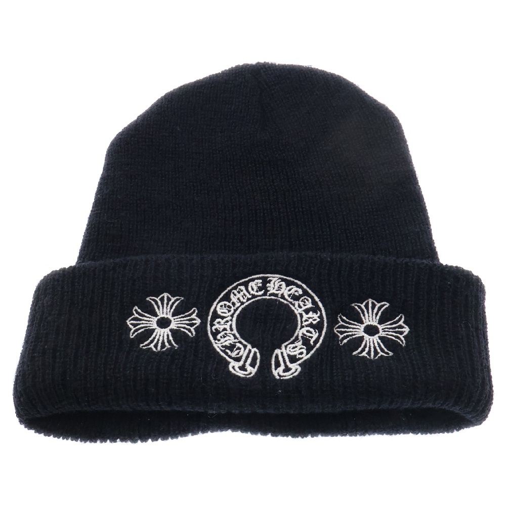 WOOL WATCH CAP ウールワッチキャップ CHプラスホースシュー刺繍ニットキャップ ビーニー ブラック Aランク
