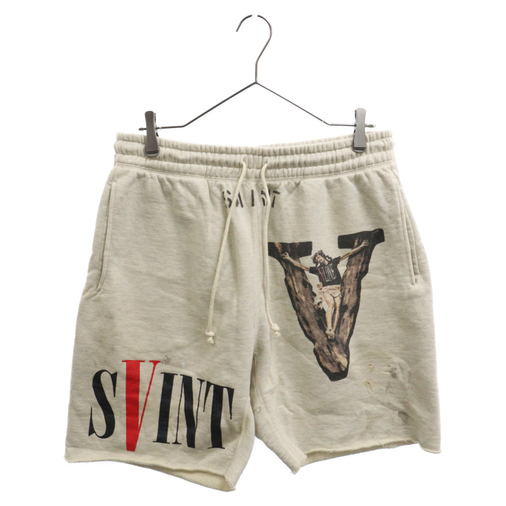 ×Vlone Sweat Shorts ヴィーロン ハーフパンツ ショーツ アイボリー SM-S22-0000-071 Bランク