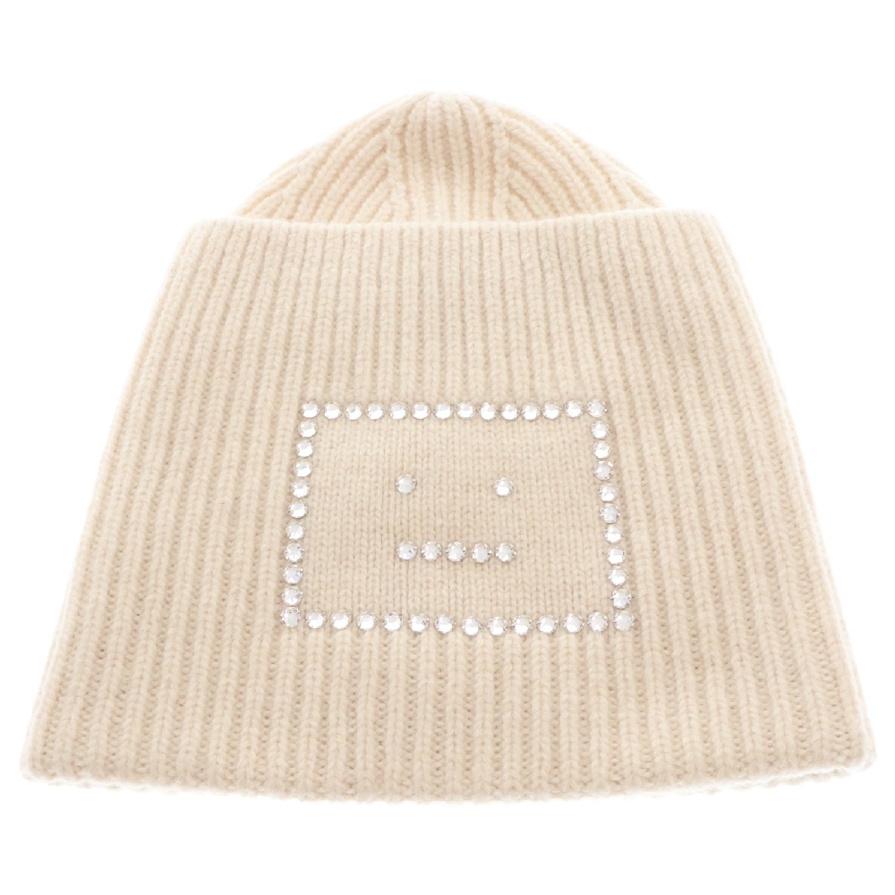 Embellished Face Square Beanie エンブリッシュ フェイススクエアビーニー キャップ 帽子 ホワイト Aランク