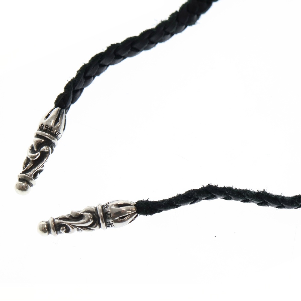 LEATHER BRAID スクロールレザーブレイド シルバーネックレス シルバー/ブラック Bランク