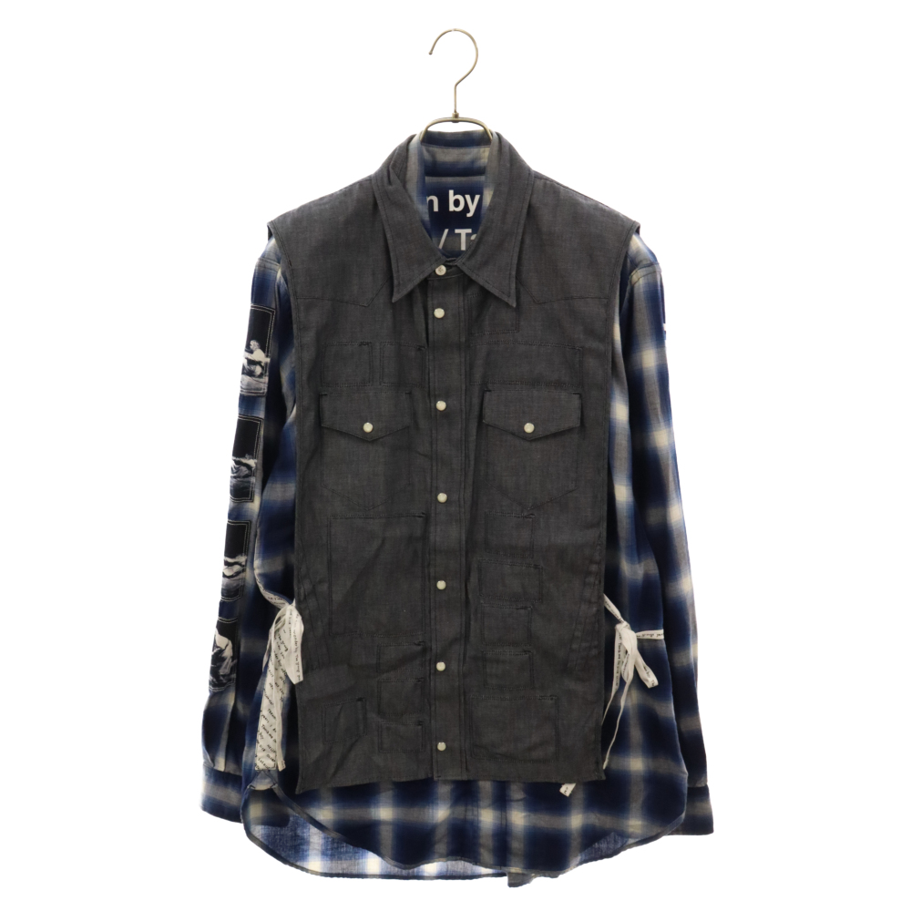 19SS ×チャールズピーターソン 180°shirt. type 2sj.0012aSS19 リバーシブルチェックシャツ 長袖シャツ ブルー Bランク