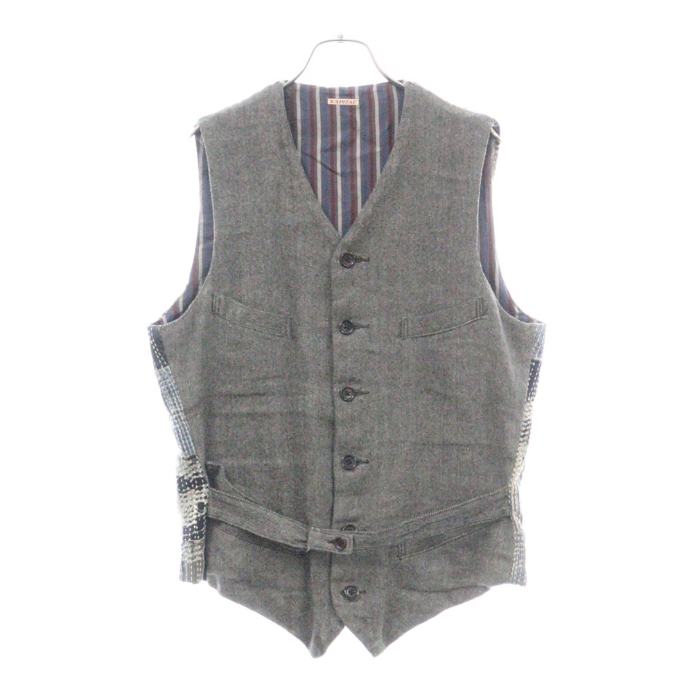Kountry Boro カントリー ボロ 襤褸 切替ジレベスト グレー Aランク