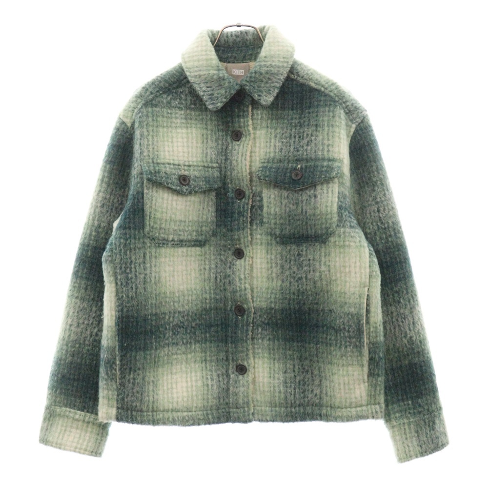 22AW Fawn II Shacket KHW010067 バックロゴ刺繍ジャケット 裏地ボアシャケット グリーン レディース Aランク