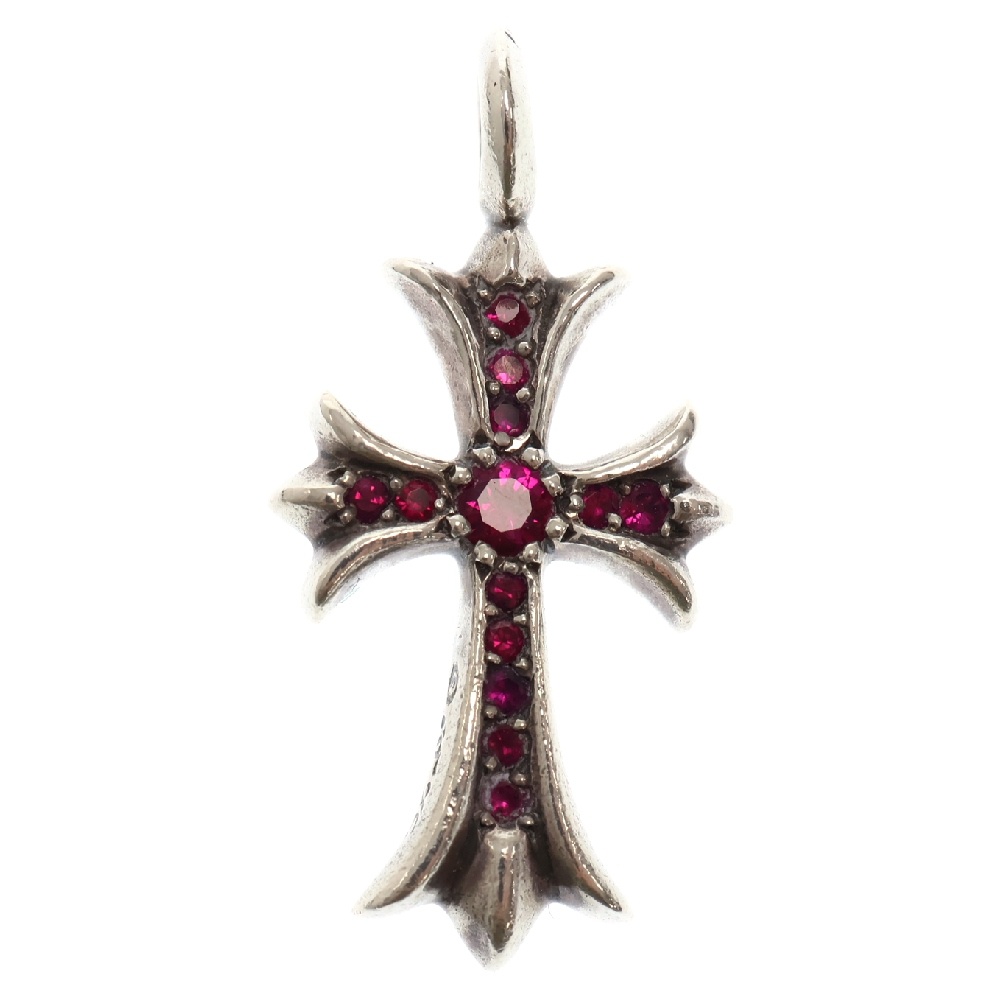 TNY CRSF P RUBY タイニーファットクロス PAVEルビー ペンダント シルバーネックレストップ Bランク