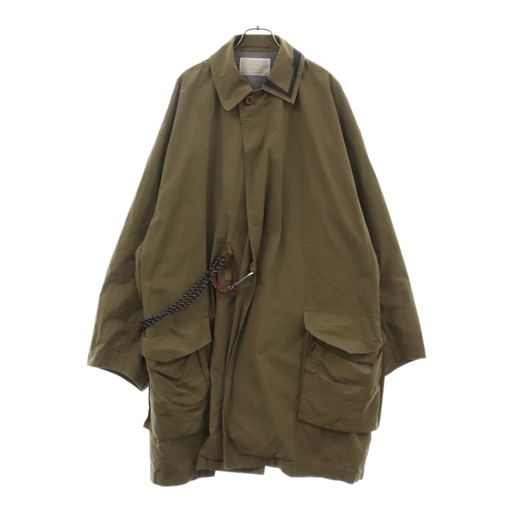 ハードコットンウェザーミリタリーコート ステンカラー ロングコート カーキ 19WCM-C01101 Aランク