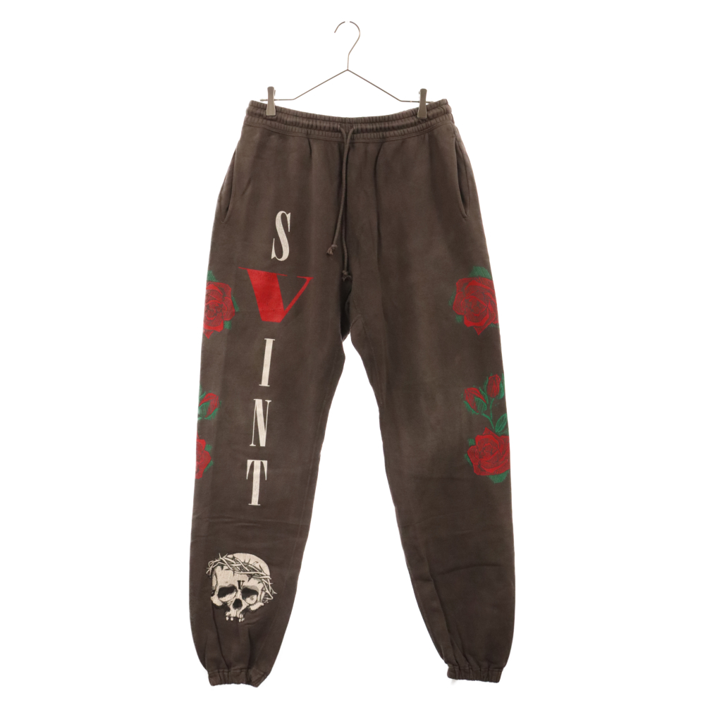 22SS ×VLONE SWEAT PANTS ×ヴィーロン プリント スウェットパンツ グレー Bランク