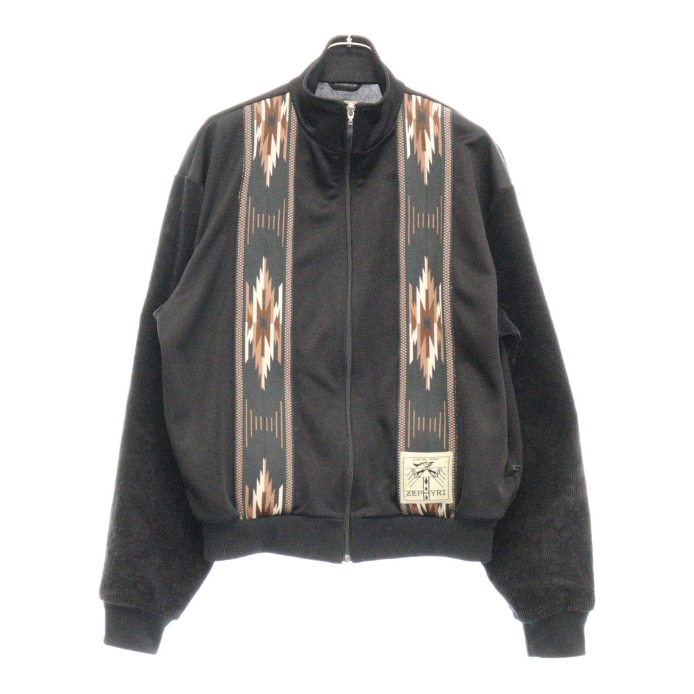 スムースジャージー KOCHI & ZEPHYR トラックJKT ネイティブ柄ブルゾン ジャケット ブラック Bランク