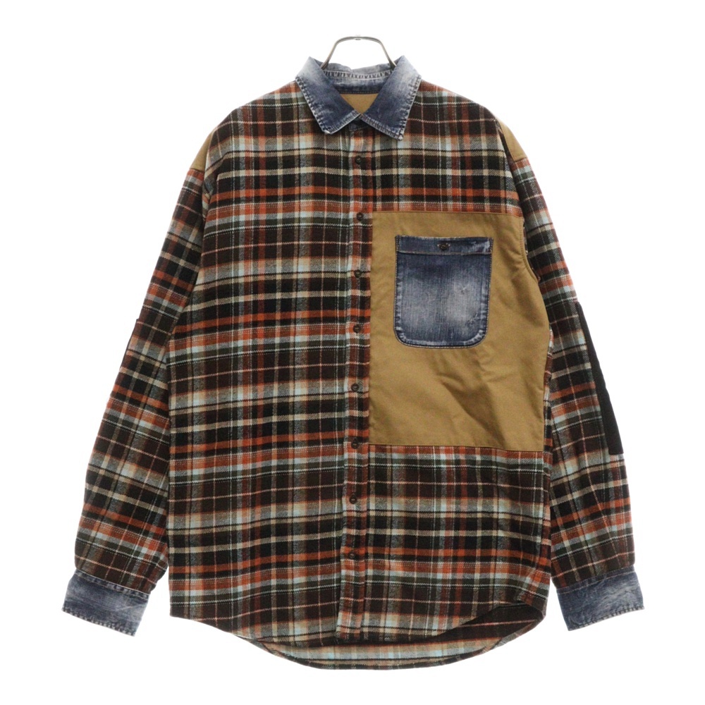 ディースクエアード 23AW ドロップショルダーミックスチェック長袖 