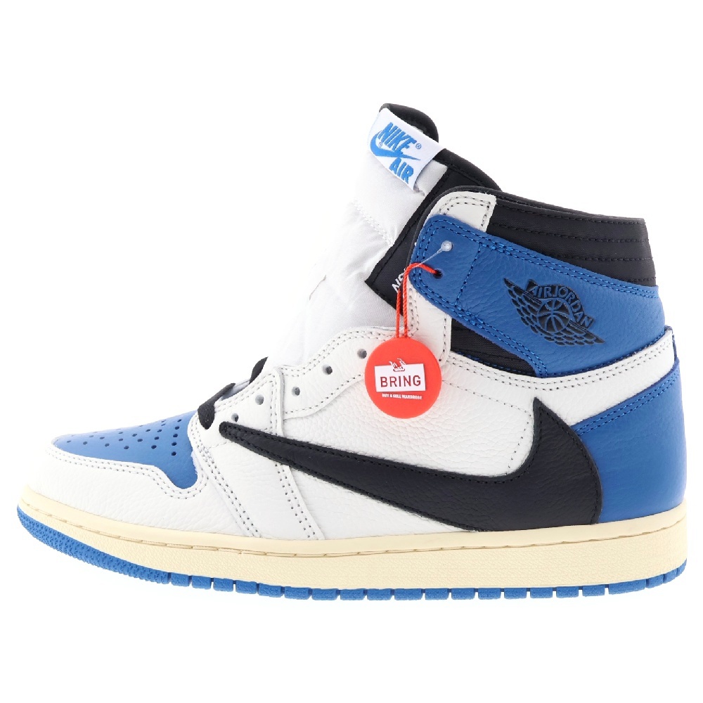 ×TRAVIS SCOTT FRAGMENT DESIGN 1 HIGH OG SP DH3227-105 トラヴィス スコット フラグメント エアジョーダン1 ハイカット ブルー/ホワイト US8/26cm Sランク