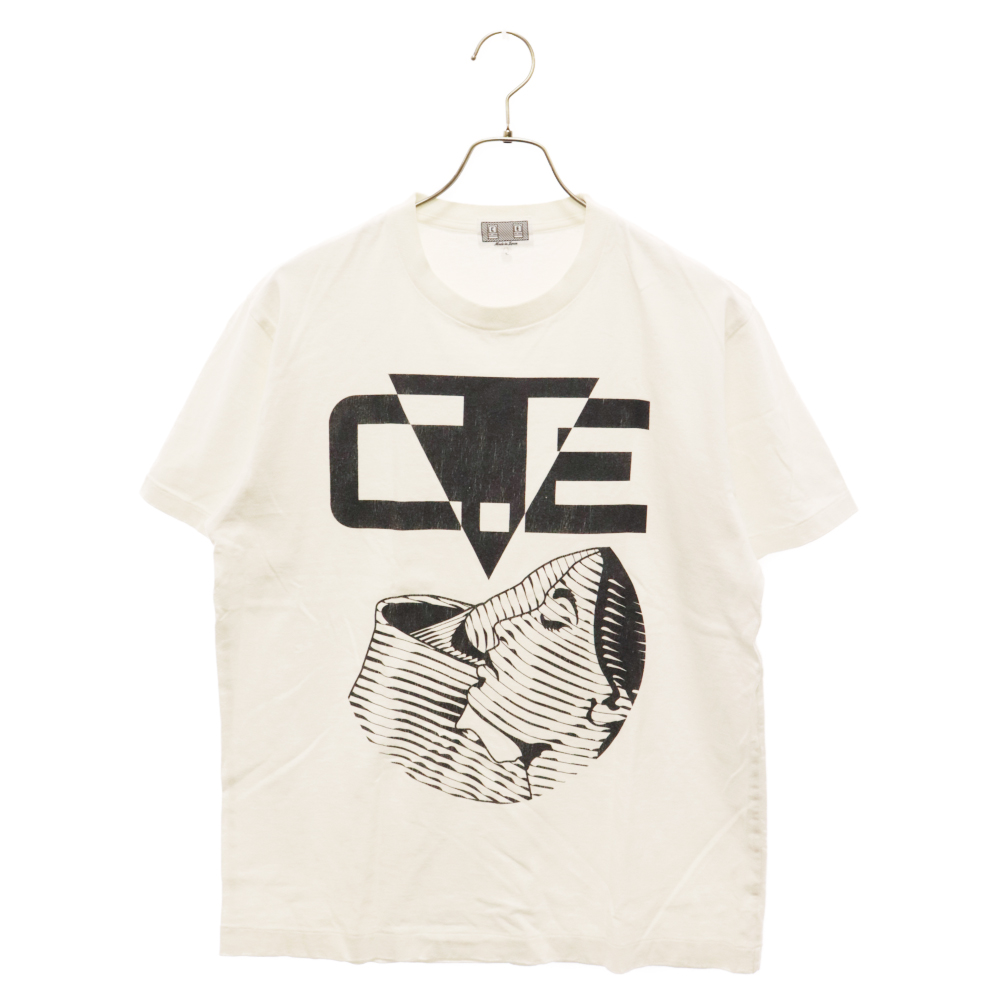 グラフィック プリント クルーネック半袖Tシャツカットソー ホワイト Bランク