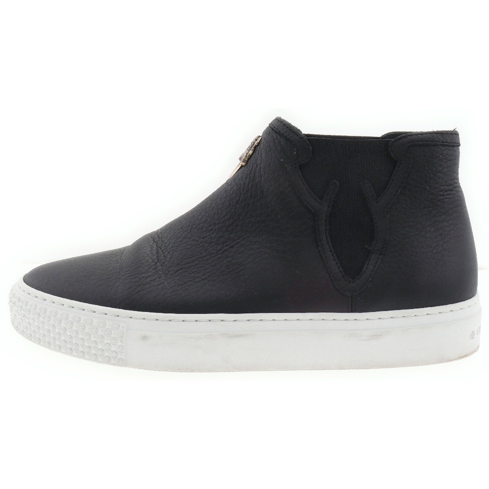 SNEAKER MID TOP LTHR ダガー サイドゴア レザー ミッドカットスニーカー ブラック Bランク