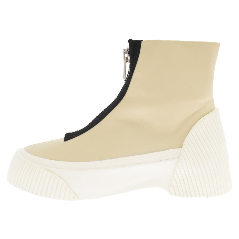 LELA VULCANIZED BOOT W ZIP フロントジップ レザー アンクルブーツ アイボリー SHP9-T617PRM Sランク