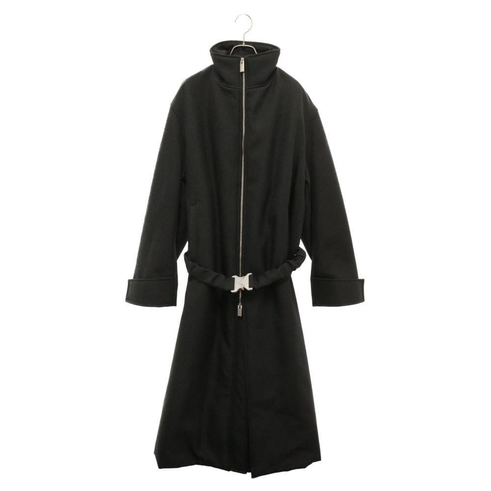 20AW ローラーコースターバックル ウエストベルト スタンドカラー ポリエステル ロング コート ブラック Bランク