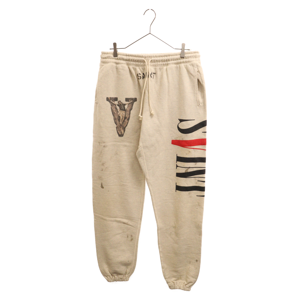 22SS × VLONE SWEAT PANTS ヴィーロン ロゴプリント スウェットパンツ グレー SM-S22-0000-084 Aランク