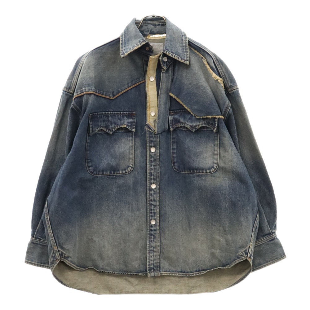 22AW レイヤード ウエスタン オーバーサイズ デニムシャツ インディゴ 22WCM-G12109 Bランク