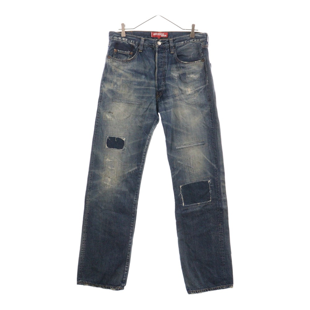 ×LEVI'S 501XX 1947 リーバイス ダメージ加工 ボタンフライ コットン セルヴィッチ デニムパンツ インディゴ WD-P211 Bランク