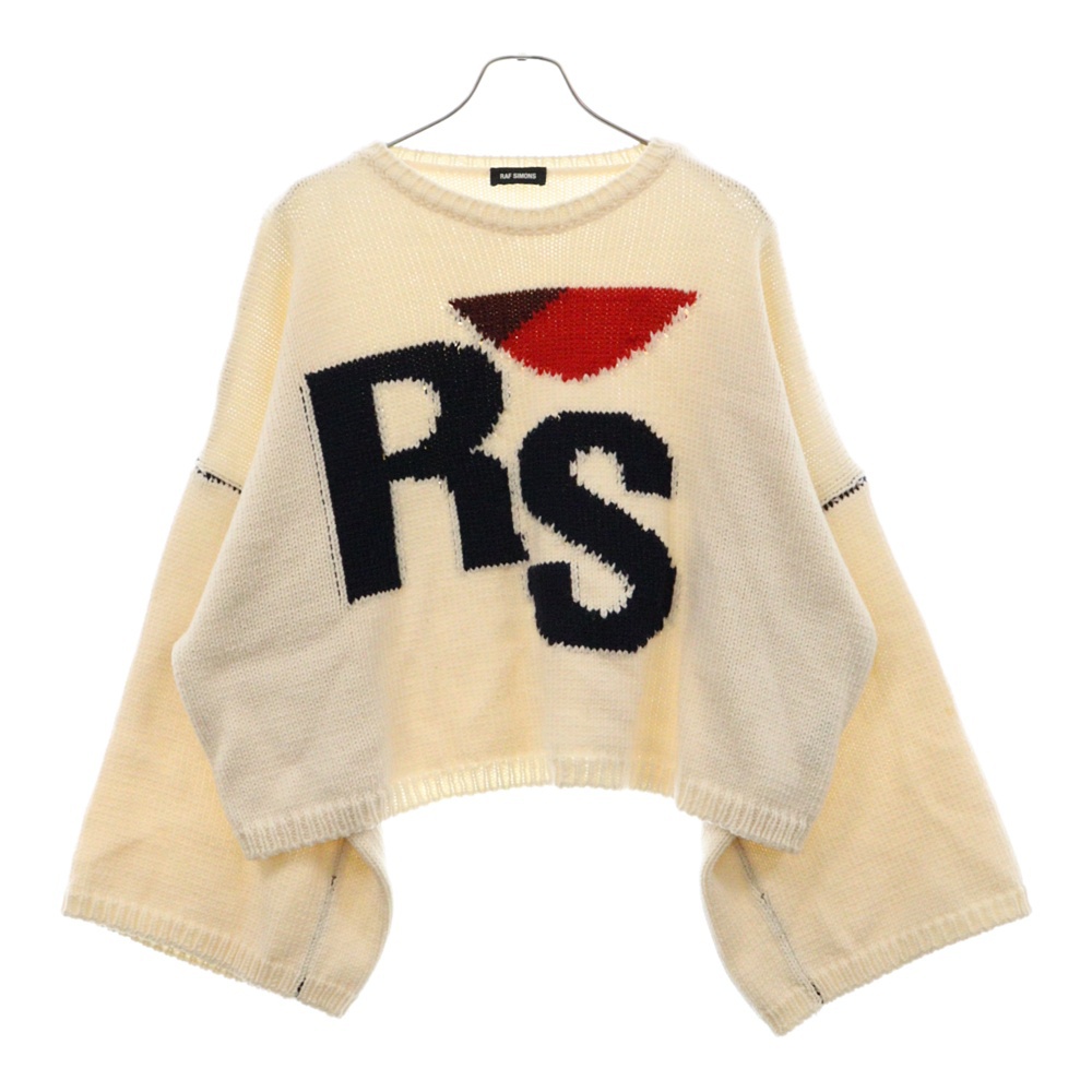 22AW Loose fit cropped wool jacquard RS sweater RSロゴクロップドニットセーター ホワイト Bランク