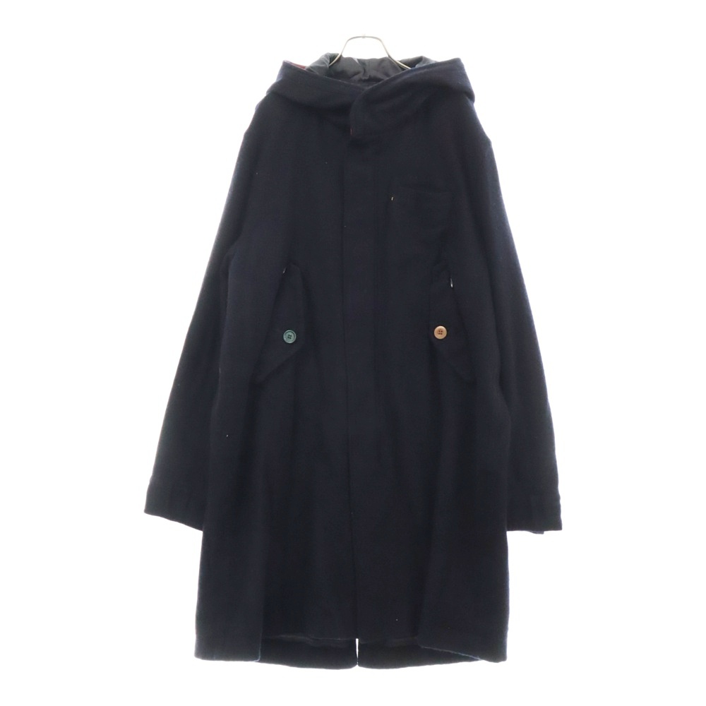 23SS Boiled wool mod coat フードレザー切替 ウール モッズコート ネイビー UC2B9303 Bランク