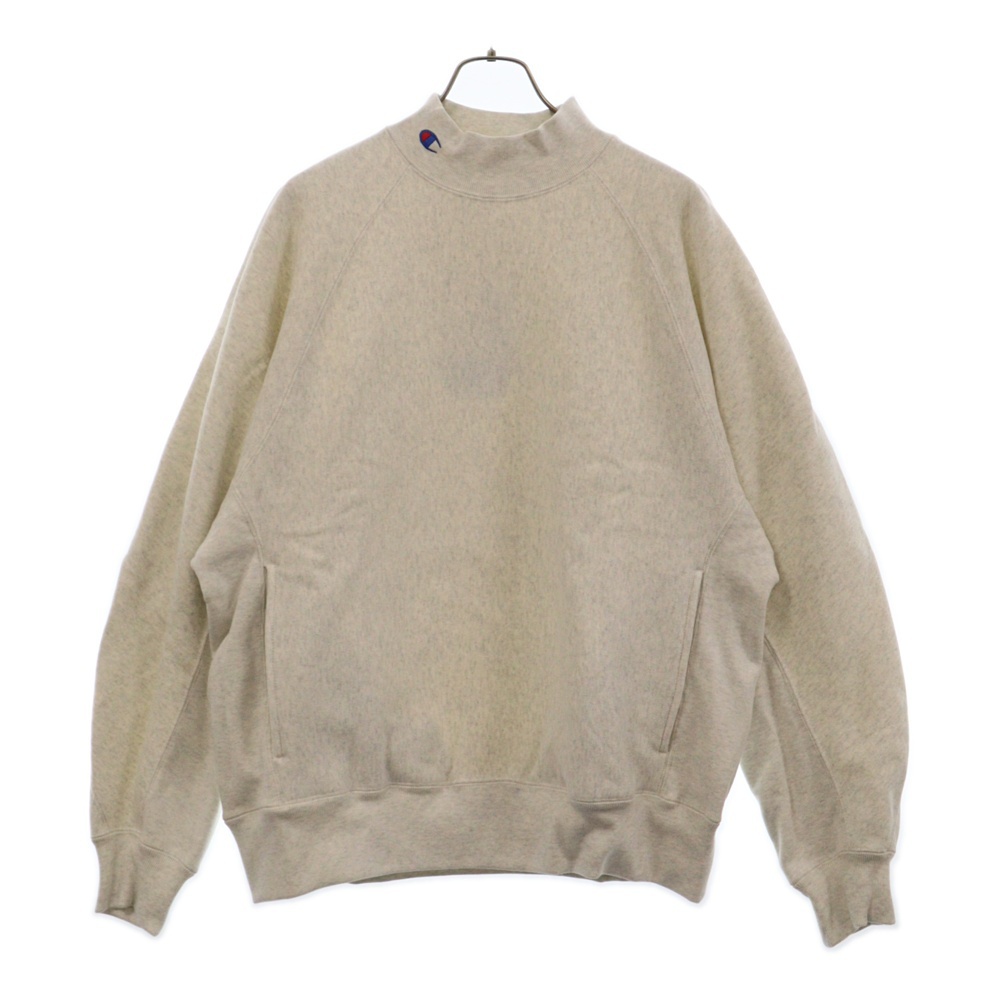 ×N．HOOLYWOOD MOCKNECK SWEATSHIRT エヌハリウッド リバースウィーブ ロゴ刺繍 モックネック コットン スウェット トレーナー グレー C8-Y011 Sランク