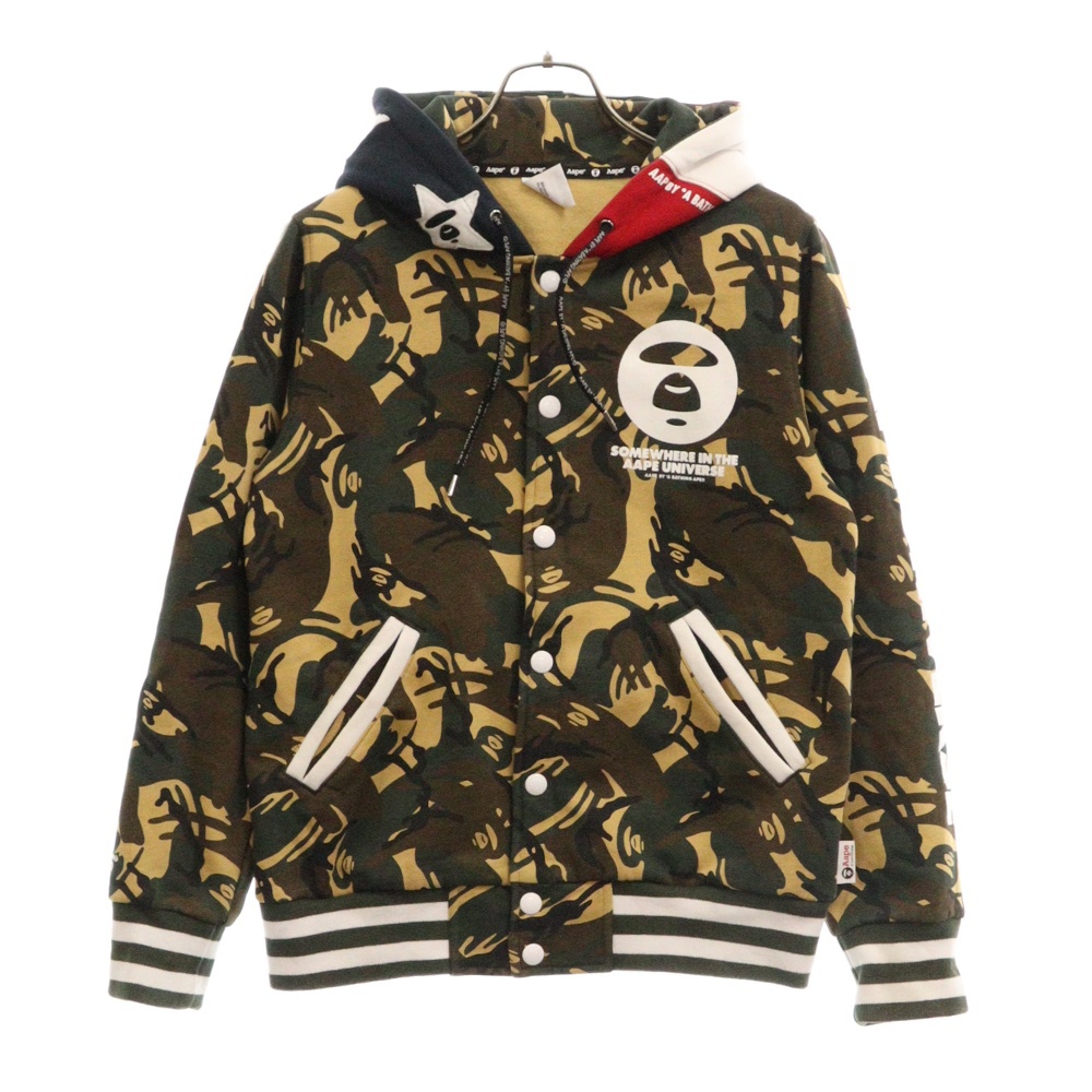 CAMO HOODED BOMBER SWEATER カモ柄 フーデット スウェットパーカー ジャケット マルチ AAPSWM3603XAD Bランク
