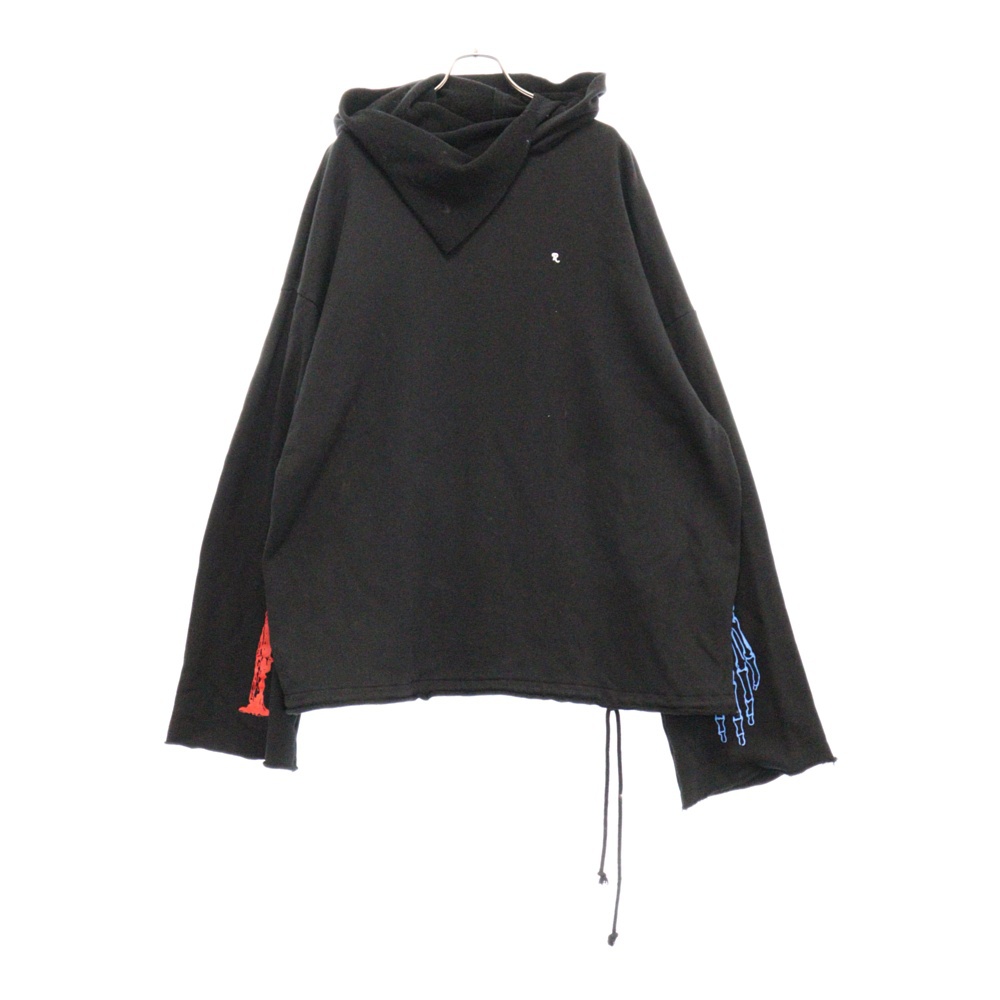 21AW OVERSIZED PRINTED SCARF HOODIE オーバーサイズ プリンテッド スカーフ スウェット フーディ プルオーバーパーカー ブラック 212-M185 Bランク