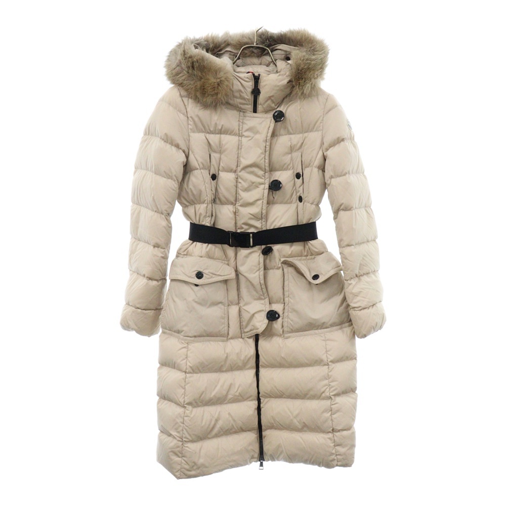 15AW GENEVRIETTE GIUBBOTTO ジュヌブリエッテ ファーフード ナイロン ジップアップ ダウンジャケット アイボリー A20934982025 68065 レディース Bランク