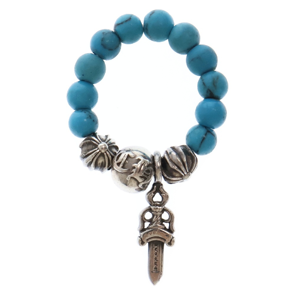 クロムハーツ BEADS RING ダガーチャームビーズリング シルバー/ブルー  