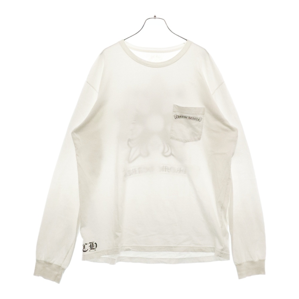 5ポイントスター バックプリント クルーネック 長袖Tシャツ ホワイト Bランク