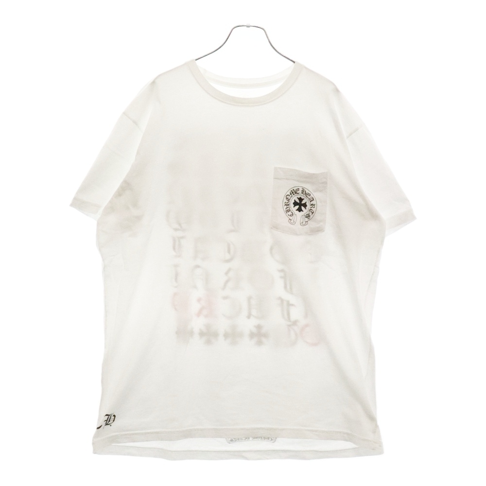 CH T-SHRT 1 バック英字プリント クルーネック半袖Tシャツ ホワイト Bランク