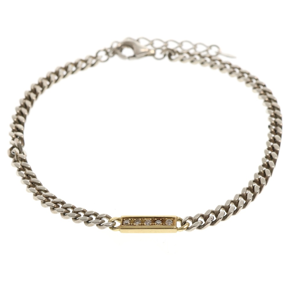 Small ID Chain Bracelet SV ×K18YG Diamond スモールIDチェーンブレスレット 5Pダイヤモンドセット シルバー/ゴールド Bランク