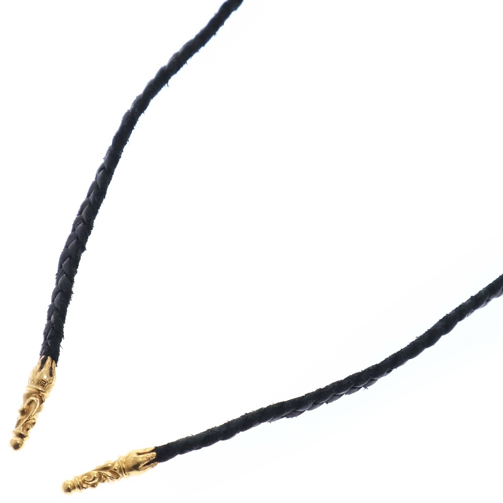 22K LEATHER BRAID スクロールレザーブレード ゴールドネックレス Bランク