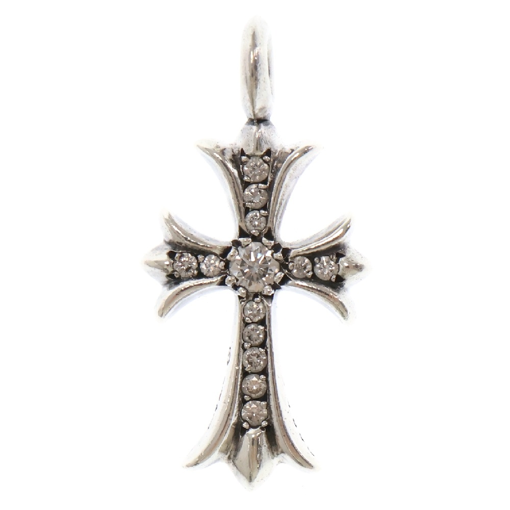 TNY CRSF P DMND タイニーファットクロス PAVEダイヤ ペンダント シルバーネックレストップ シルバー Bランク