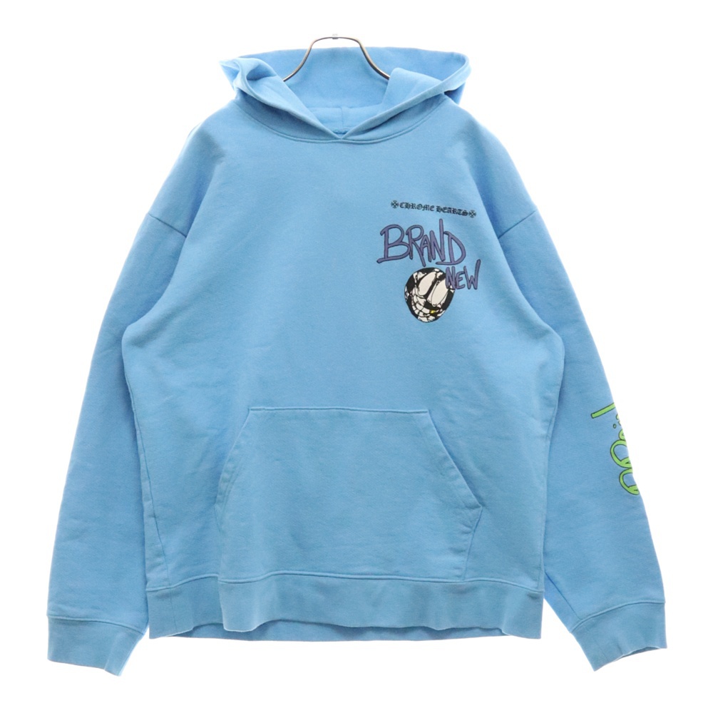 ×MATTY BOY BRAIN NEW HOODIE マッティボーイ ブレインニュー プリントフーディー プルオーバーパーカー ブルー Bランク