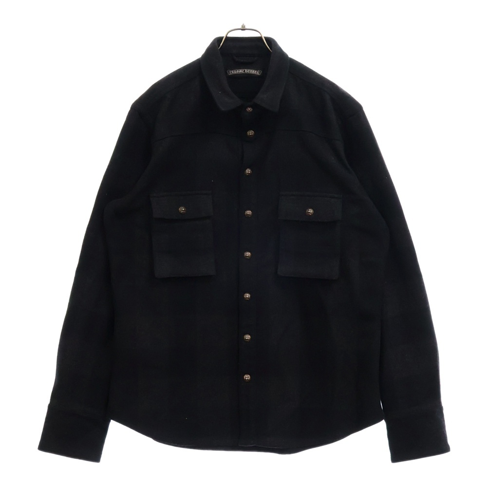 CPO JACKET オールドクロスボールボタンチェックブルゾン ウールシャツジャケット ブラック Bランク