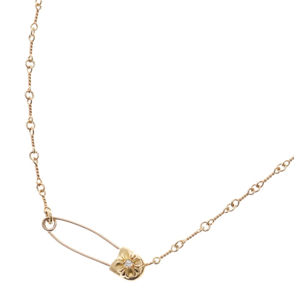 22k 安全ピン ドックタグ フィリグリークロス ネックレス CHROME