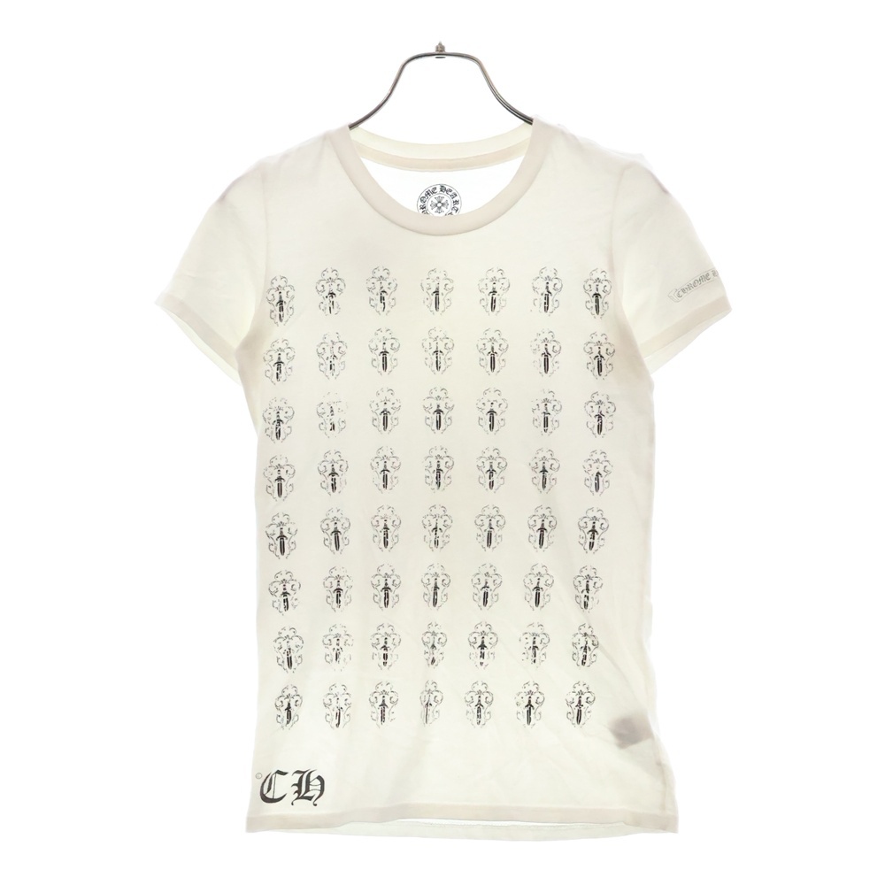 OLD DAGGER S/S TEE オールドモデル ダガー ロゴ総柄 プリント 半袖Tシャツ ホワイト レディース Bランク