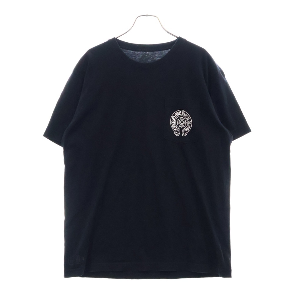 ×Tザヒーローズプロジェクト ホースシューポケット プリント クルーネック 半袖Tシャツ カットソー ブラック Aランク