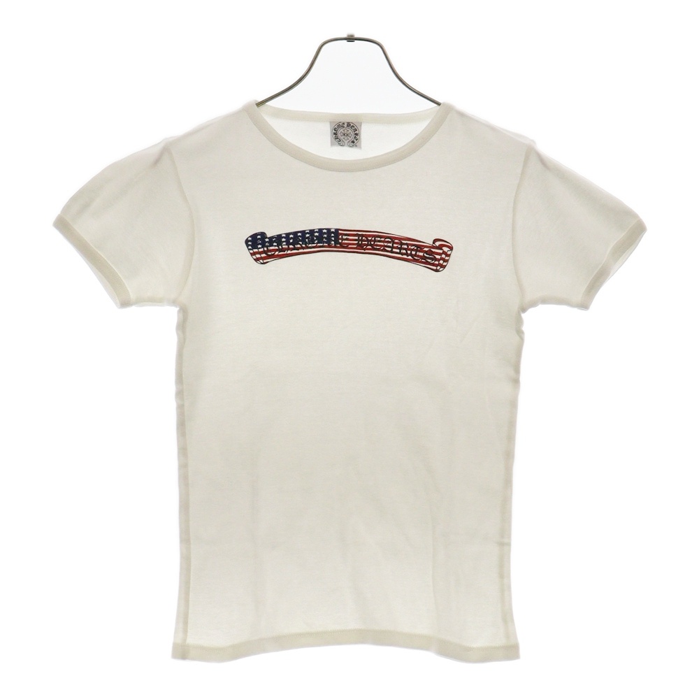 オールド アメリカン ロゴプリント 半袖クルーネックTシャツカットソー ホワイト Bランク