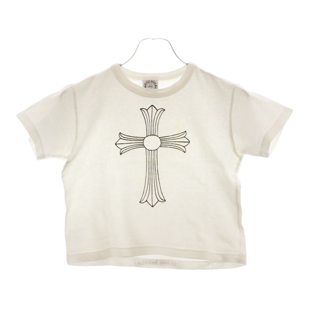 オールド ラージクロスプリント 半袖クルーネックTシャツカットソー ホワイト レディース Cランク