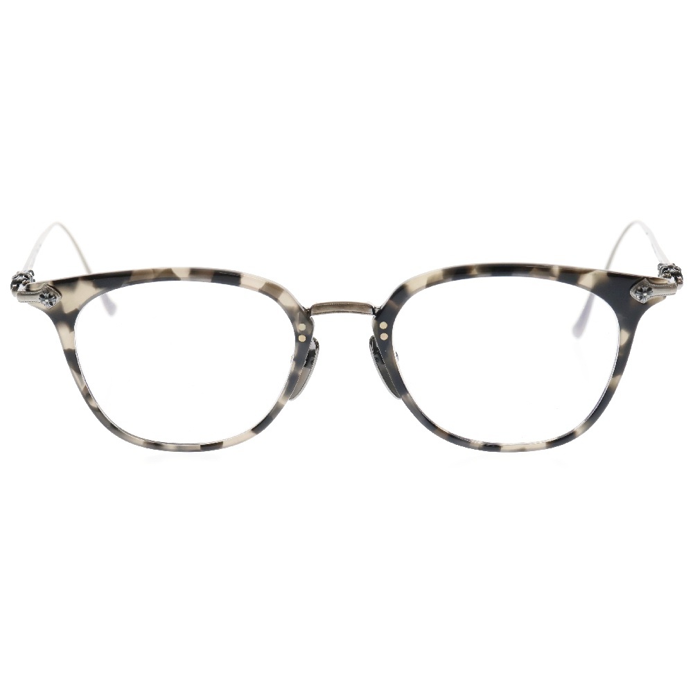 SHAGASS サイドクロステンプルウェリントン クリアフレーム メガネ 眼鏡 ブラック/シルバー ※度入り Bランク