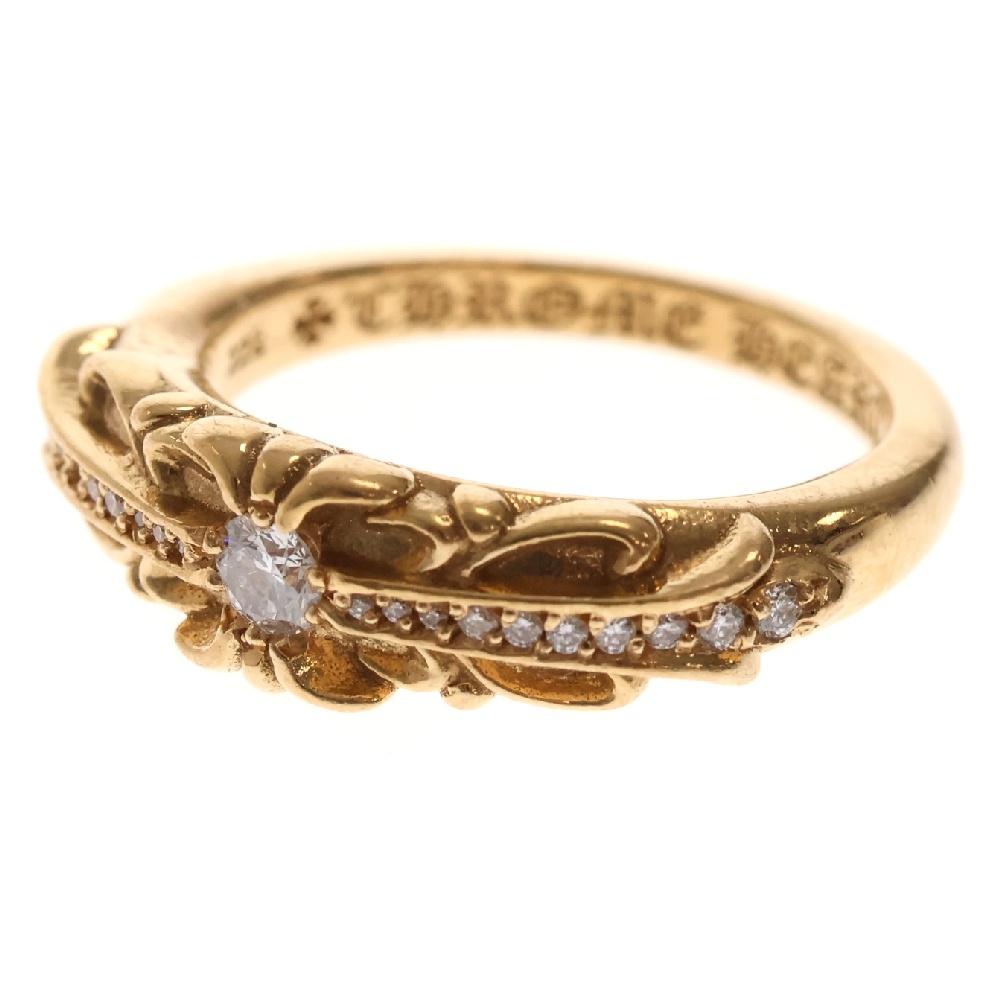 22K BABYCLSC P/DIA ベイビークラシック フローラルクロスリング PAVEダイヤ ゴールド Bランク