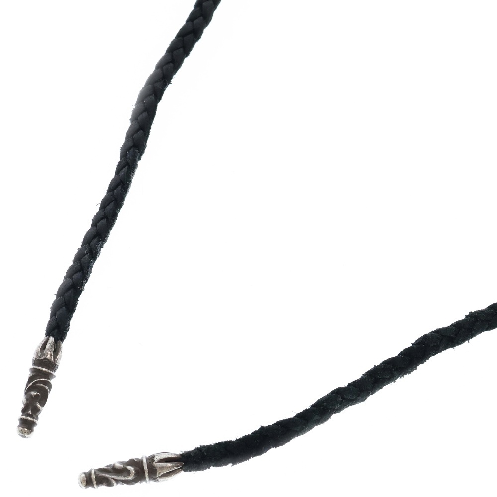 LEATHER BRAID スクロールレザーブレイド シルバーネックレス シルバー/ブラック Bランク