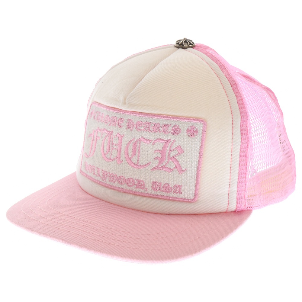 TRUCKER CAP トラッカーキャップ CHパッチクロスボール付メッシュ帽子 ピンク Bランク