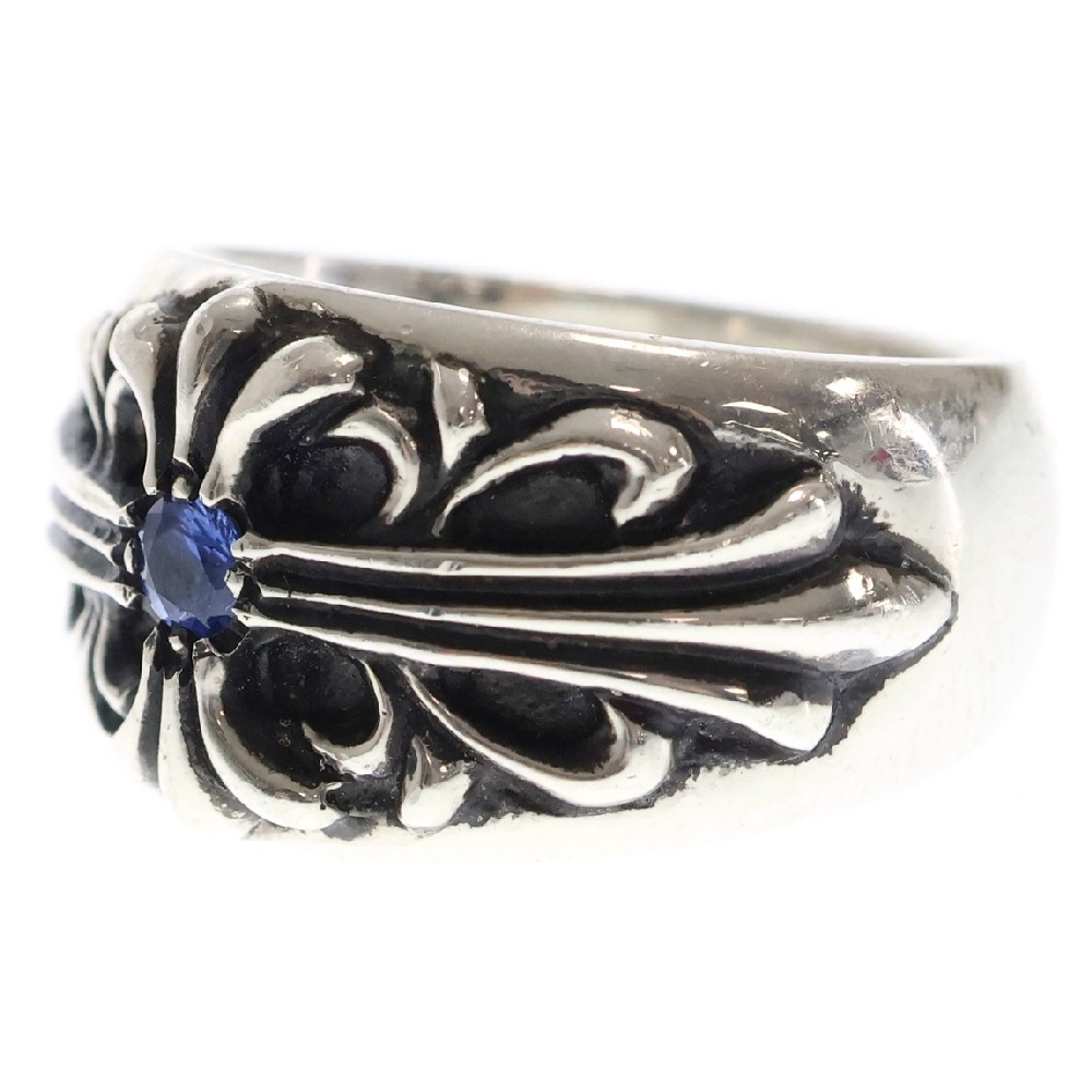 FLRL CRS 1P SAP DIA フローラルクロス 1P サファイヤダイヤ シルバーリング 16.5号 Aランク